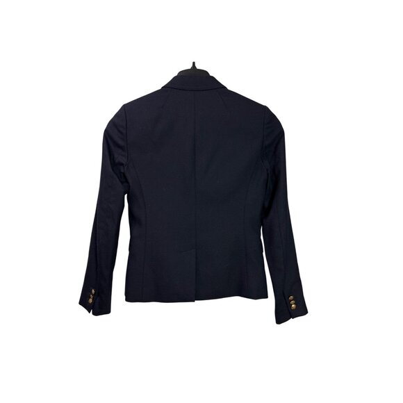 J.Crew Navy Wool Blend Schoolboy Blazer Size 2 Gold Crest Buttons Fully Lined - Picture 5 of 6